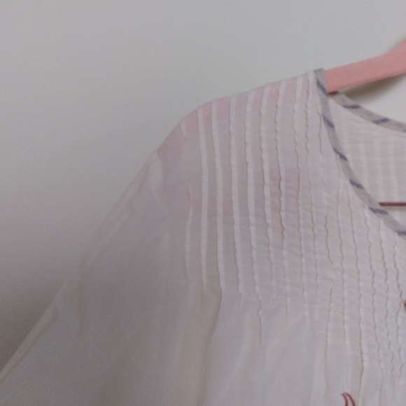 Johnny Was 3J Workshop Cream Floral Embroidered Blouse Size Medium - Picture 6 of 11